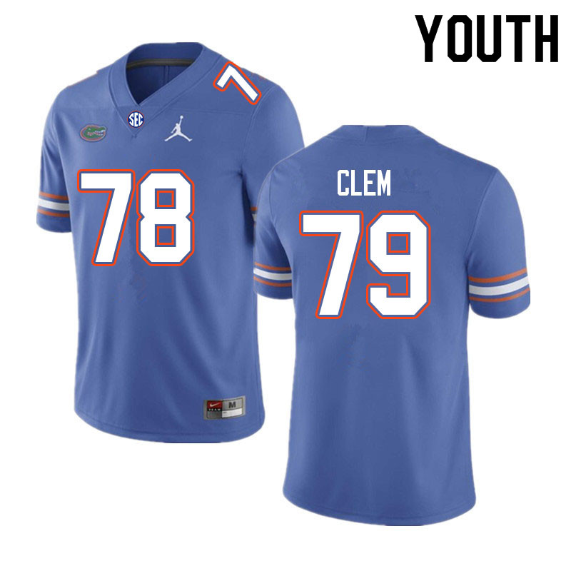 Youth #79 Hayden Clem Florida Gators College Football Jerseys Sale-Royal - Click Image to Close